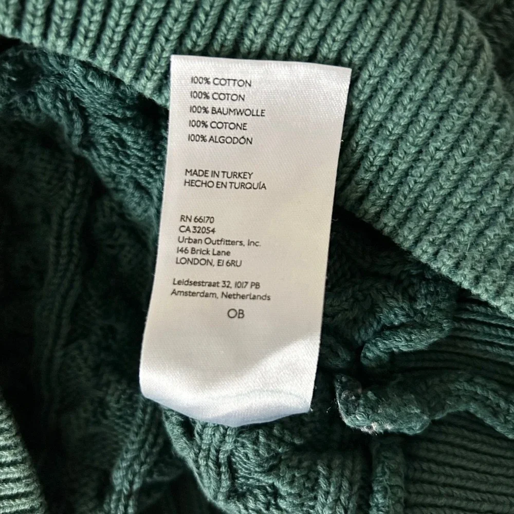 Free People Women Green Patchwork Cable Knit Cotton Sweater Vest Small OB66170